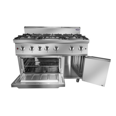 Cocina a gas 6 fuegos en Inox con horno-42+8 kw | Cook Rite AT7G6B-O2
