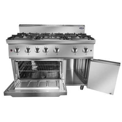 Cocina a gas 6 fuegos en Inox con horno-42+8 kw | Cook Rite AT7G6B-O2