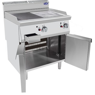 Plancha a gas lisa-rayada de pie mueble Inox 80cm | Cook Rite AT7G8G-FD