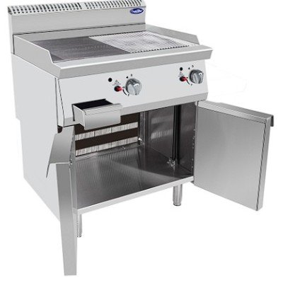 Plancha a gas lisa-rayada mueble Inox 80cm | Cook Rite AT7G8G-FD