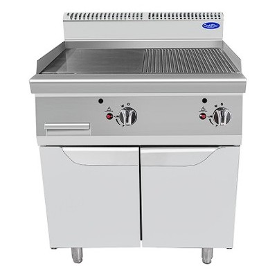 Plancha a gas lisa-rayada de pie mueble Inox 80cm | Cook Rite AT7G8G-FD