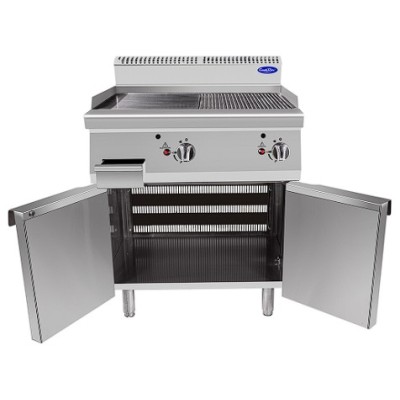 Plancha a gas lisa-rayada de pie mueble Inox 80cm | Cook Rite AT7G8G-FD