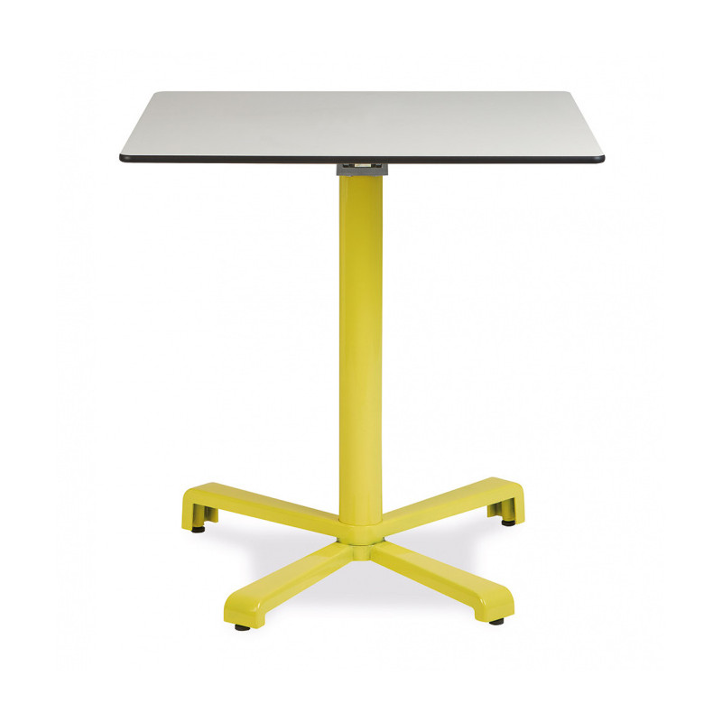 Mesa cuadrada de aluminio y werzalit, tablero 60x60 cms