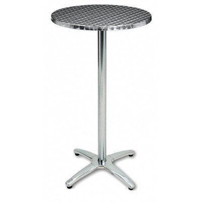 Mesa alta clasica en werzalit y aluminio, diametro 60 cms