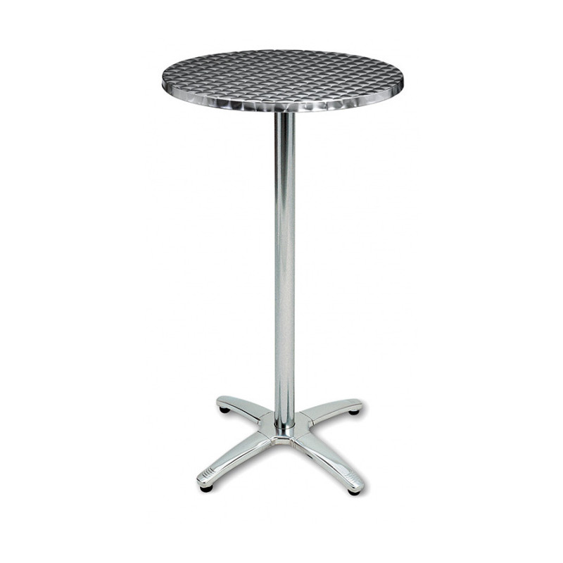 Mesa alta clasica en werzalit y aluminio, diametro 60 cms