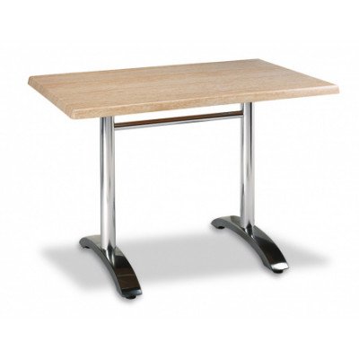 Mesa rectangular en werzalit y aluminio, tablero de 110x70 cms