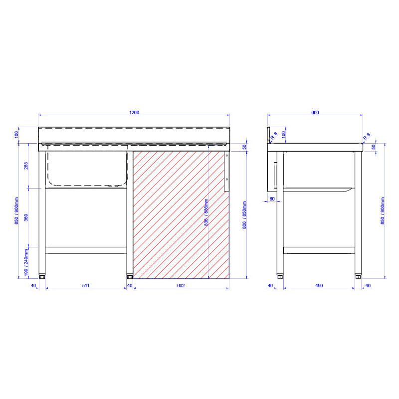 Fregadero lavavajillas Edenox FSBE-126 | 1200x600x850 mm