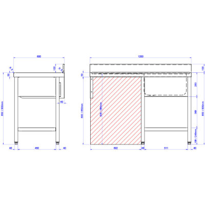 Fregadero lavavajillas Edenox FSBE-126 | 1200x600x850 mm Fregadero lavavajillas Edenox FSBE-126 | 1200x600x850 mm