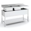 Fregadero inox para hostelería con 2 cubas Eratos FG-147/11-I 1400x700x850 mm