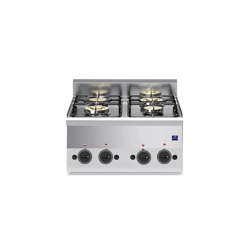 Fogones profesionales y cocinas de gran flujo calorífico Cocina industrial de 4 fogones de alta potencia para restaurante